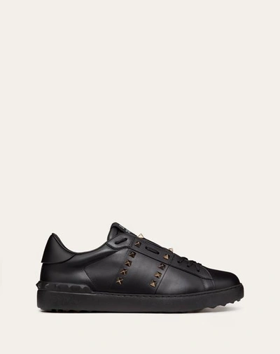 Valentino Rockstud Untitled Studded Leather Sneakers In Black