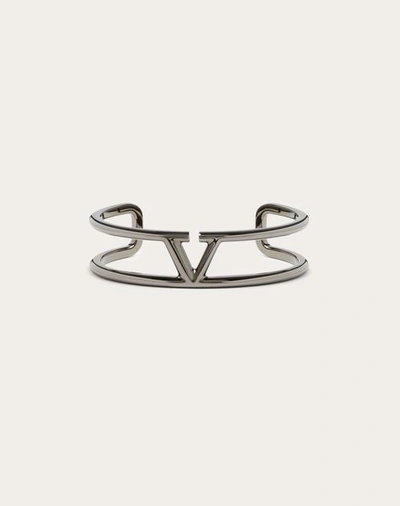 Shop Valentino Garavani Vlogo Signature Metal Bracelet In Ruthenium