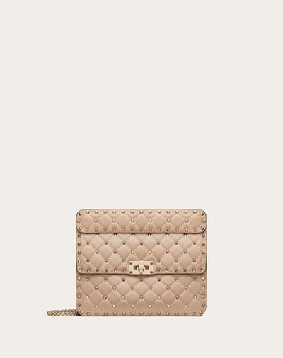 Valentino Medium Rockstud Spike Shoulder Bag In Neutral