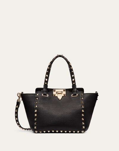 Shop Valentino Garavani Mini Rockstud Grainy Calfskin Bag Woman Black Uni