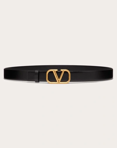 Valentino Garavani Cintura Vlogo Signature In Vitello In Black