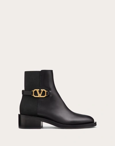 Shop Valentino Garavani Vlogo Signature Calfskin Ankle Boot 30mm Woman Black 41