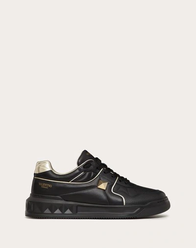 Shop Valentino Garavani One Stud Low-top Sneaker In Nappa Leather In Black