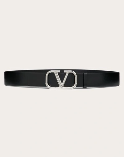 Shop Valentino Garavani Vlogo Signature Calfskin Belt 40 Mm In Black