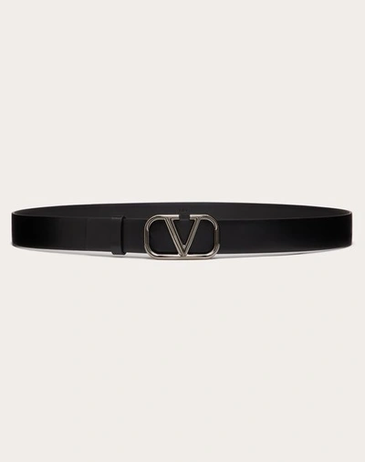 Shop Valentino Garavani Vlogo Signature Calfskin Belt 30 Mm In Black