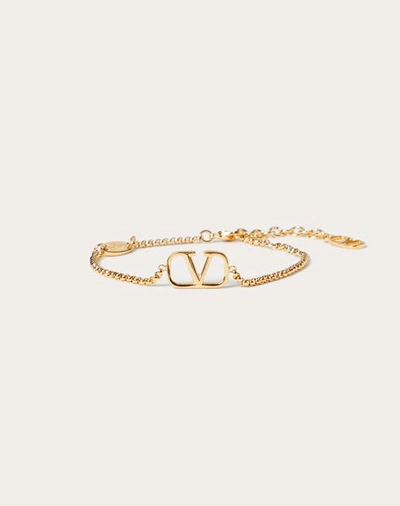 Shop Valentino Garavani Vlogo Signature Metal Bracelet Woman Gold Uni