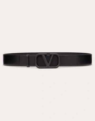 Shop Valentino Garavani Vlogo Signature Calfskin Belt In Black