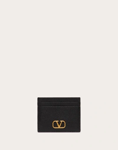 Valentino Garavani Vlogo Signature Grainy Calfskin Cardholder Woman Black Uni In Black