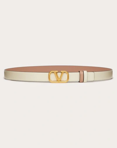 Shop Valentino Garavani Reversible Vlogo Signature Belt In Glossy Calfskin 20 Mm Woman Rose Cannelle 100
