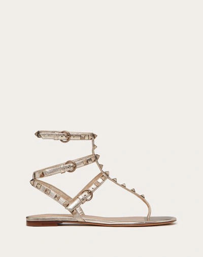 Valentino Garavani Rockstud Metallic Flat Flip-flop Sandal Woman Skin 42 In Skin