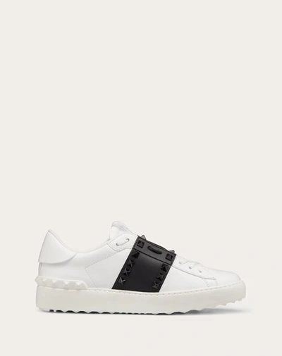 Shop Valentino Garavani Rockstud Untitled Sneaker In Calfskin Leather With Tonal Studs Woman White/ Black