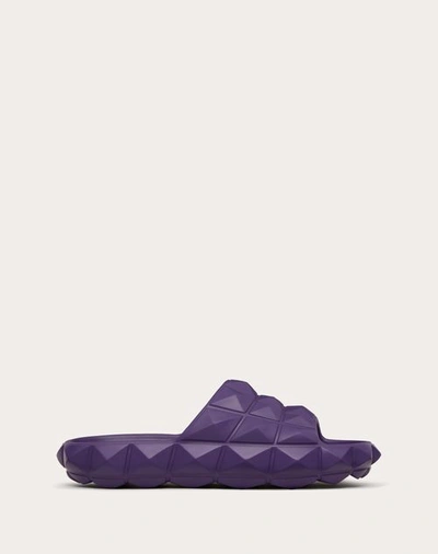 Shop Valentino Garavani Roman Stud Turtle Slide In Rubber Woman Purple 41