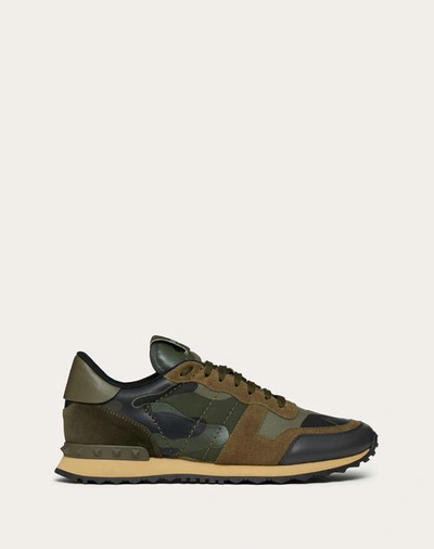 Shop Valentino Garavani Camouflage Rockrunner Sneaker In Military Green/khaki