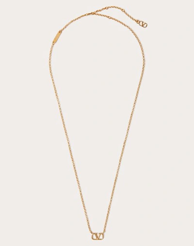 Shop Valentino Garavani Vlogo Signature Metal Necklace In Gold