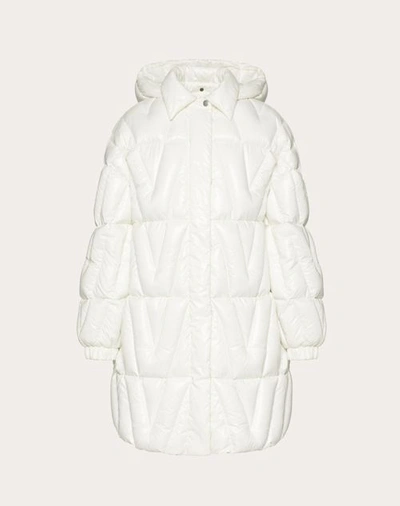 Shop Valentino Nylon Lakke' Down Jacket Woman White 36