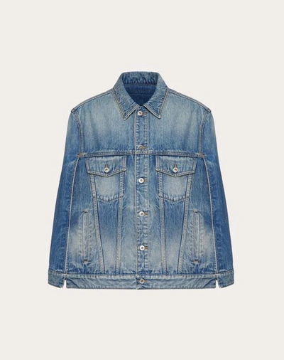 Shop Valentino Denim Cape In Blue