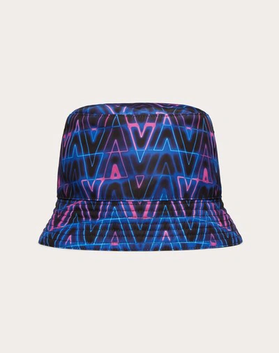 Shop Valentino Garavani Reversible V Neon Optical Bucket Hat In Blue/multicolour