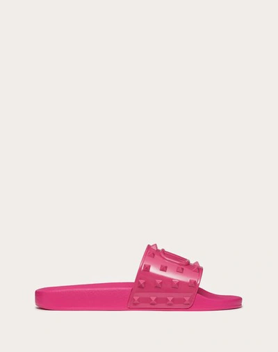 Shop Valentino Garavani Rubber Summer Vlogo Signature Slide Sandal In Pink