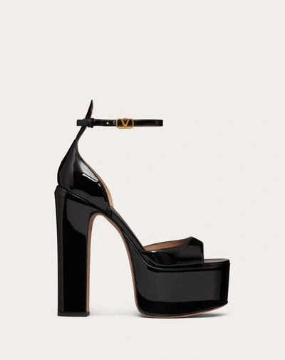 Valentino Tan-go 155 Platform Sandals In Patent Leather In Black