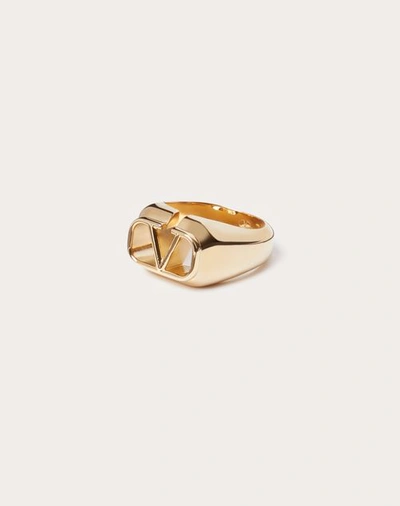 Shop Valentino Garavani Vlogo Signature Metal Ring In Gold