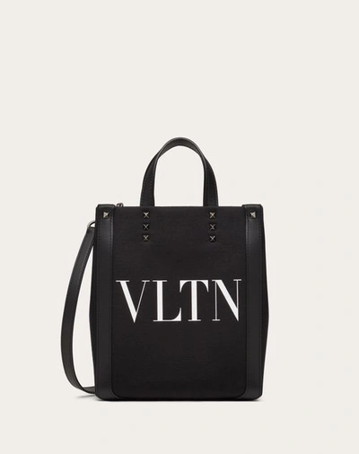 Shop Valentino Garavani Vltn Ecolab Mini Canvas Shopper In Black/white