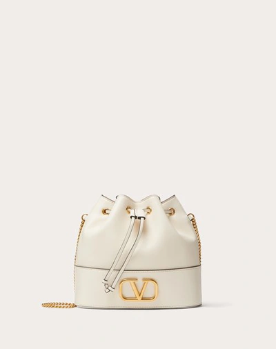 Valentino Garavani Mini Bucket Bag In Nappa With Vlogo Signature Chain Woman Light Ivory Uni In Light Ivory