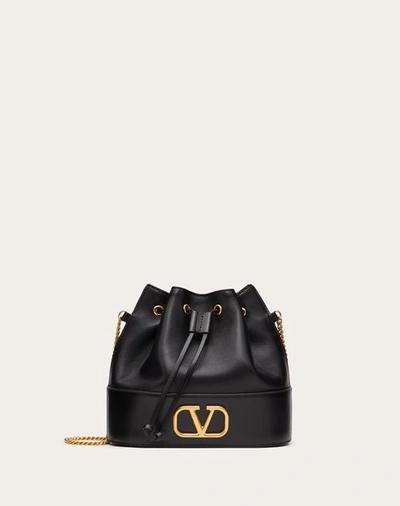 Shop Valentino Garavani Mini Bucket Bag In Nappa With Vlogo Signature Chain Woman Black Uni