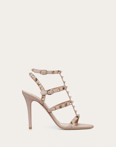 Shop Valentino Garavani Rockstud Calfskin Ankle Strap Sandal 100 Mm Woman Skin 41.5