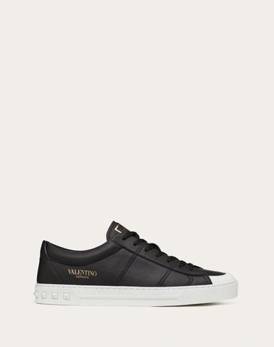 Shop Valentino Garavani Cityplanet Calfskin Sneaker In Black