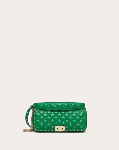 Shop Valentino Garavani Rockstud Spike Calfskin Shoulder Bag Woman Green Uni