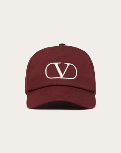 Shop Valentino Garavani Vlogo Signature Baseball Cap In Maroon/ivory