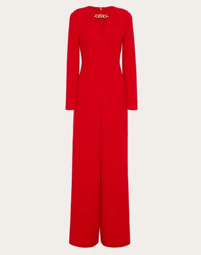 Shop Valentino Cady Couture Vlogo Chain Jumpsuit Woman Red 46