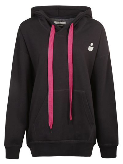 Isabel Marant Étoile Faded Black Miline Logo-print Oversized Hoodie In Grau