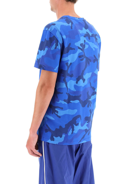 Shop Valentino Camouflage-print Cotton T-shirt In Blue,light Blue