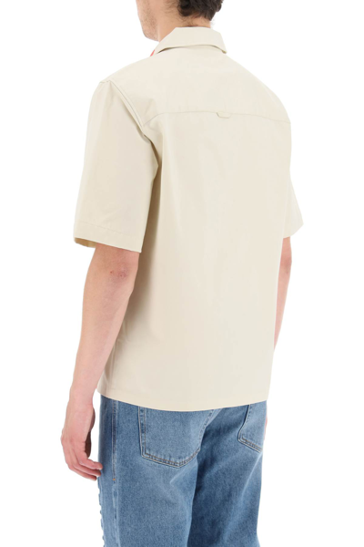 Shop Diesel Maxi Logo Bowling Shirt In Red,beige