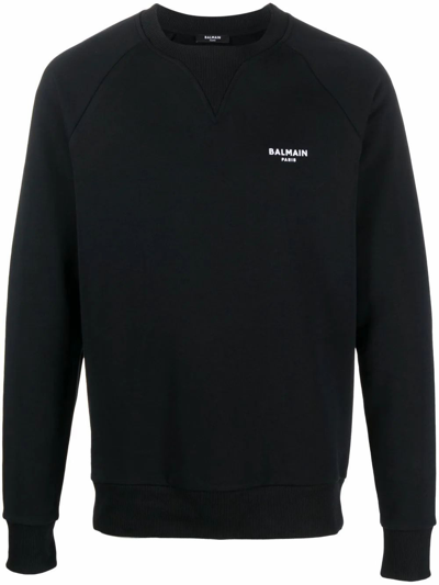 Shop Balmain Men's Black Cotton Sweatshirt