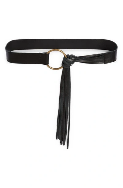 Shop Ada Esme Fringe Leather Belt In Black