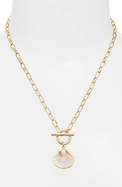 Shop & Other Stories Shell & Pearl Chain Link Necklace In Gold/ Shell