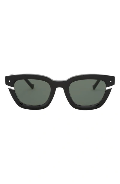 Shop Grey Ant Bowtie Cutout 50mm Square Sunglasses In Black/ Green