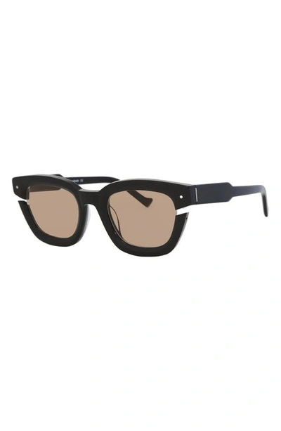 Shop Grey Ant Bowtie Cutout 50mm Square Sunglasses In Black/ Tan