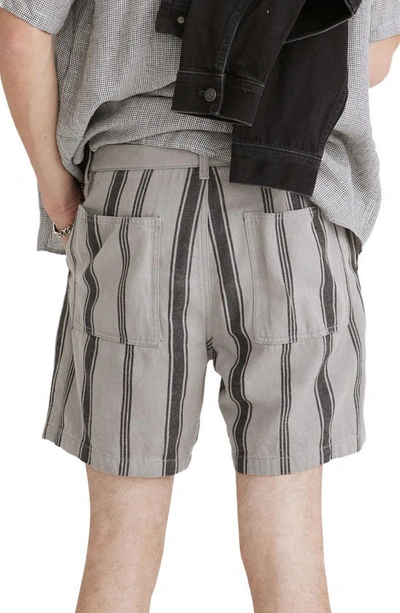 Shop Madewell Stripe Hemp & Cotton Shorts In Black Coal