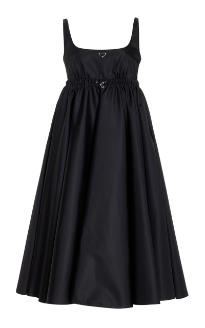 Shop Prada Women's Re-nylon Midi Dress In Black