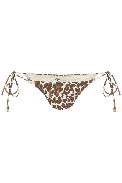 Shop Tory Burch Leopard Print Bikini Bottom In Mixed Colours