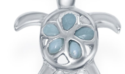 Simona Sterling Silver Larimar Turtle Anklet In Silver