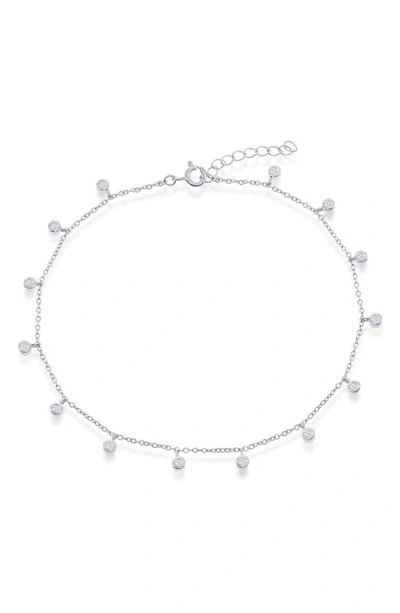 Shop Simona Bezel Cz Charms Anklet In Silver