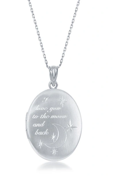 Simona Sterling Silver Oval Locket Necklace In Silver
