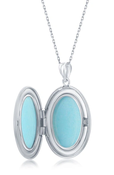 Simona Sterling Silver Oval Locket Necklace In Silver