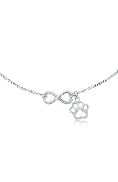 Shop Simona Sterling Silver Infinity Paw Print Charm Anklet