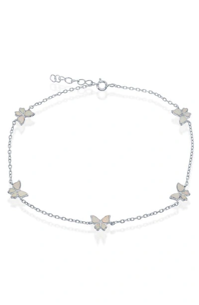 Simona White Opal Butterfly Anklet In White