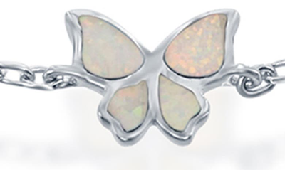 Simona White Opal Butterfly Anklet In White